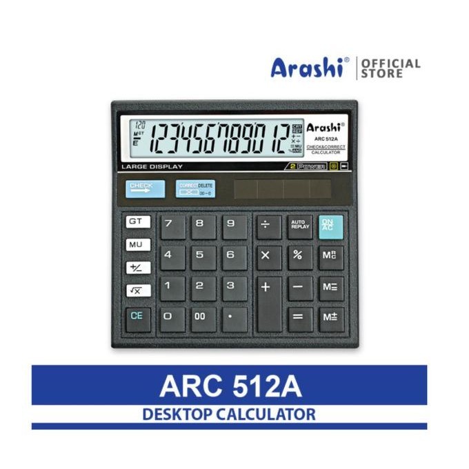 

New - Arashi Calculator Kalkulator Dagang 12 Digit Check & Correct ARC 512A - ARC 512B ,.