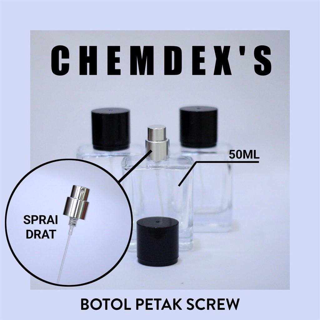 BOTOL PARFUM 50ML KOTAK PETAK CREW TUTUP HITAM// 50ML // SPRAY DRAT botol parfum 50ml botol