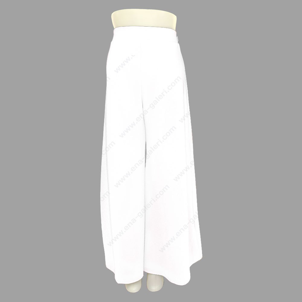 [ONLINE EXCLUSIVE] Celana Kulot Kaki Lebar Bahan Wafel - Waffle Tebal Lembut Jatuh Warna Putih