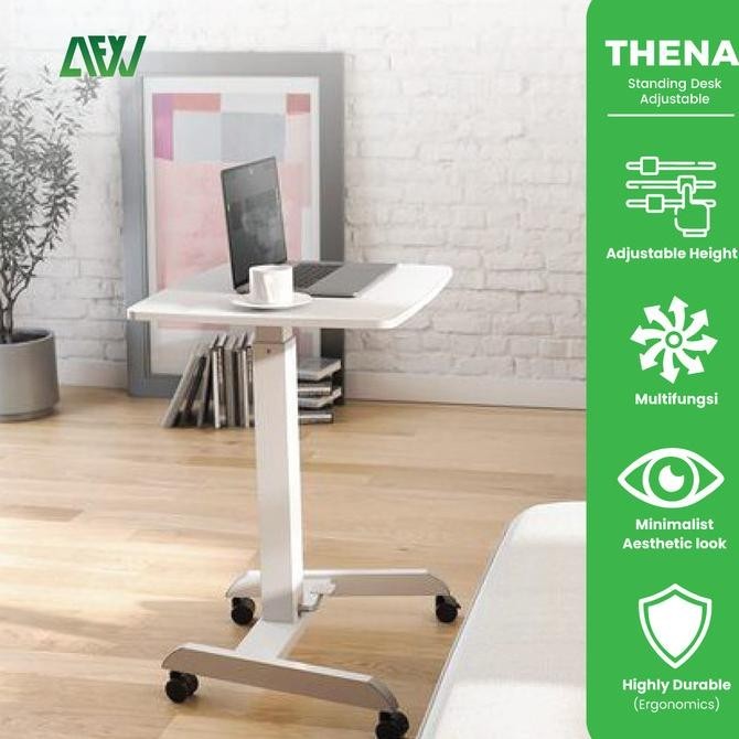 

Thena Standing Desk Adjustable Height Mobile Minimalis Multifungsi