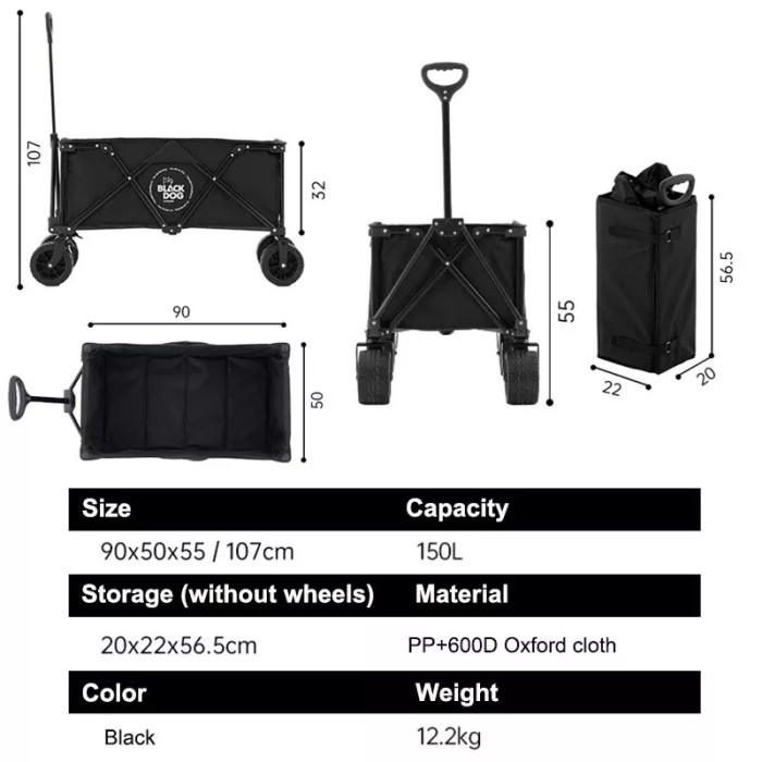 Gerobak Dorong Troli Camping Blackdog Naturehike