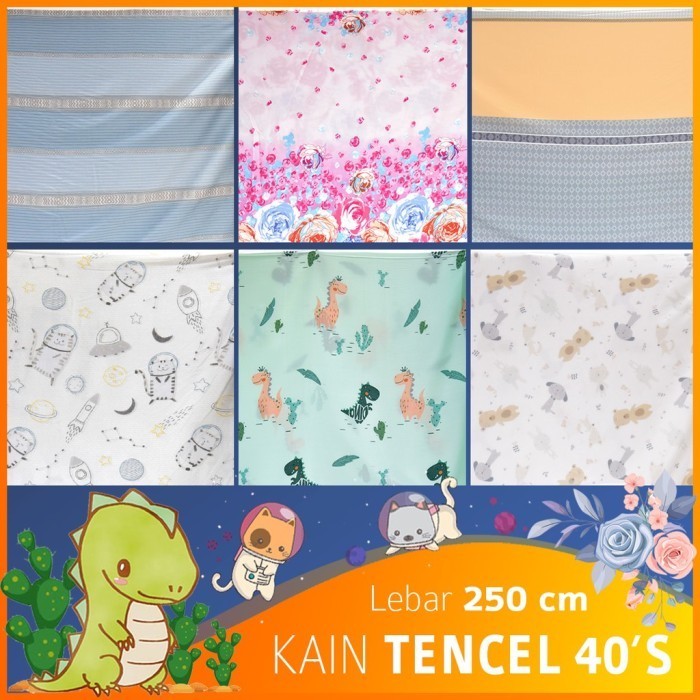 Naenggo Motif Kain 40S Sutra 1 Meteran 250 Part Tencel Premium Quality Sutera