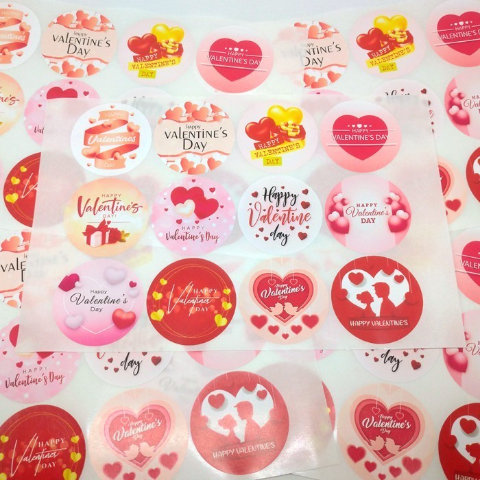 

K4X STICKER LABEL HAPPY VALENTINE DAY STIKER VALENTINE'S DAY SELAMAT HARI KASIH SAYANG DIAMETER 4,5