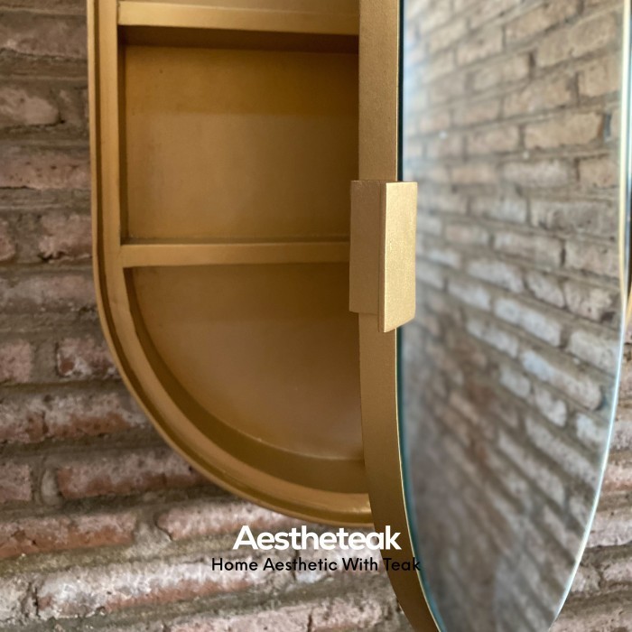 Cermin Dinding Wastafel / Rak Kaca Cermin Kamar Mandi Oval
