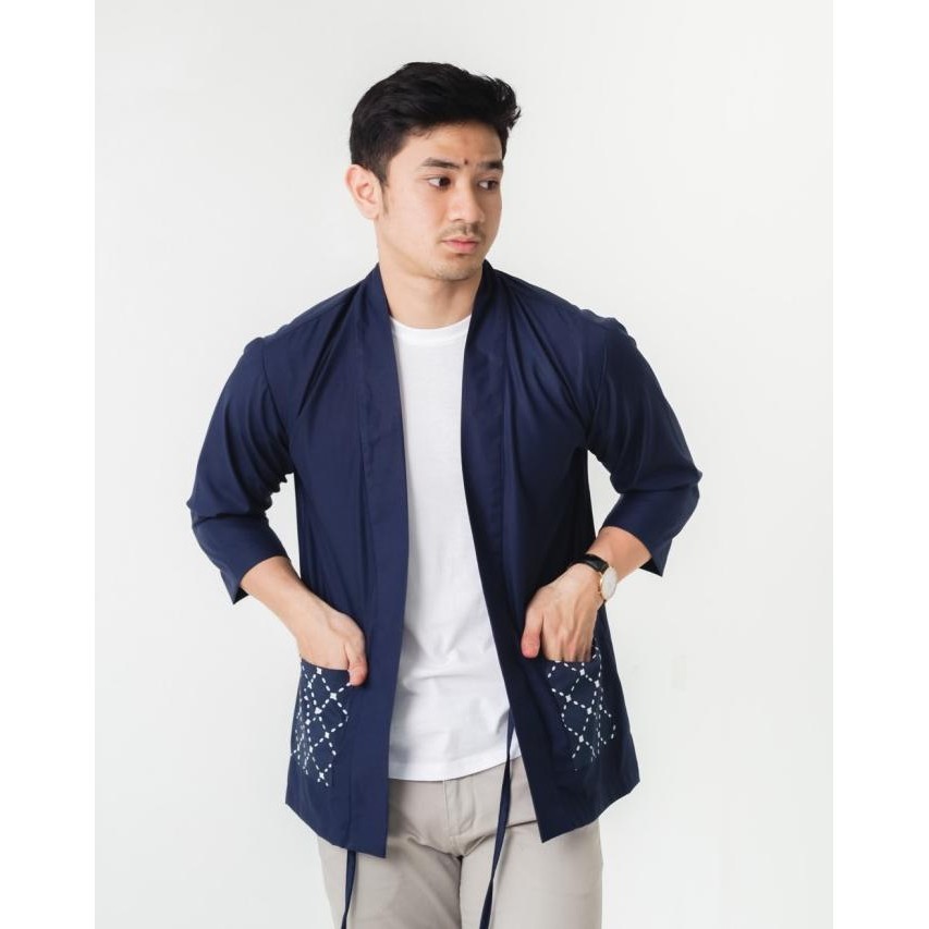 Hako Kimono Navy - Outer Batik Pria - by Dgawan.co