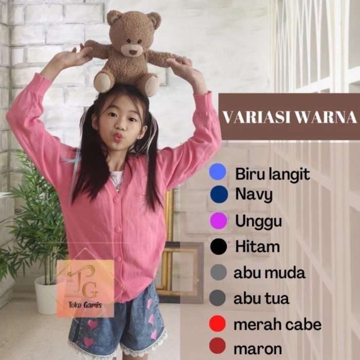 Cardigan Anak Perempuan Remaja Tanggung Rajut Kancing L