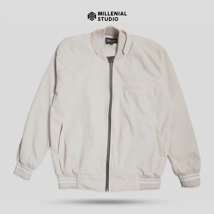 Jaket Bomber Pria Suede Prime Cream Original Varsity Polos Pria Bapin