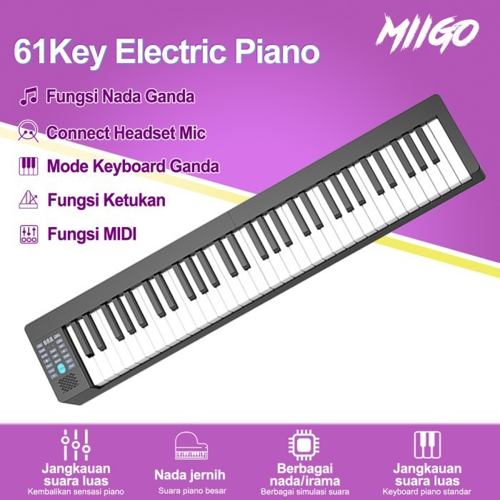 NEW MIIGO piano profesional 61 tombol, piano listrik pintar portabel