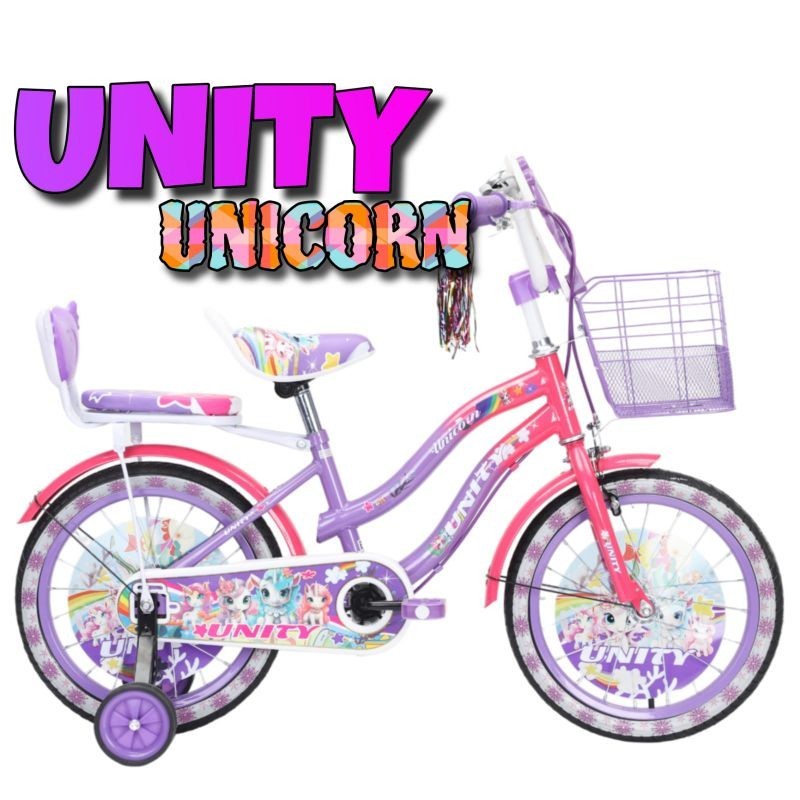 Sepeda Mini 18 Unity Unicorn / Sepeda Anak Perempuan Unicorn / Hadiah Ultah Anak Perempuan