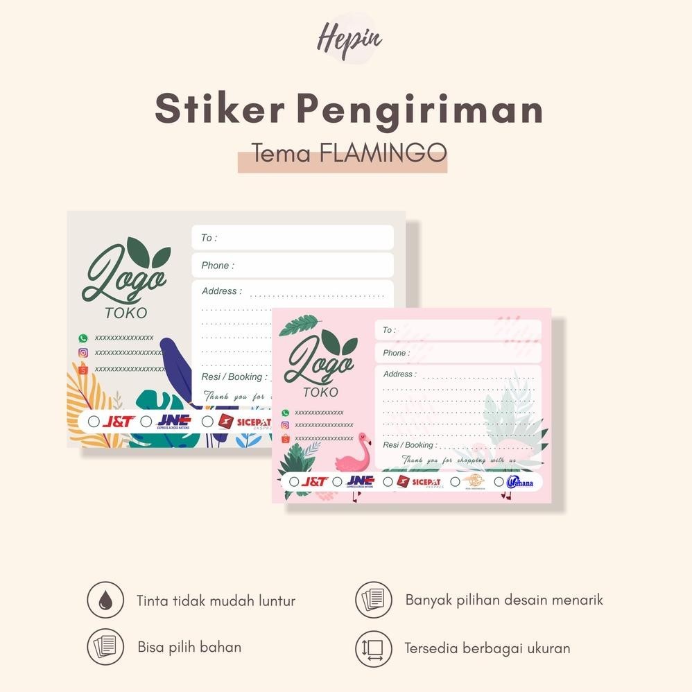 

stiker pengiriman tema FLAMINGO-label box pengiriman