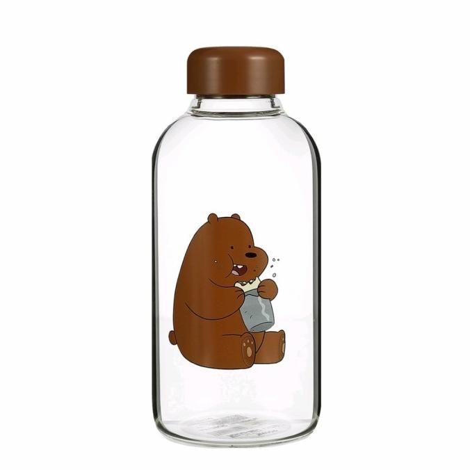 Miniso We Bare Bears Botol Minum Air Kaca Borosilikat Tinggi Tempat Mi