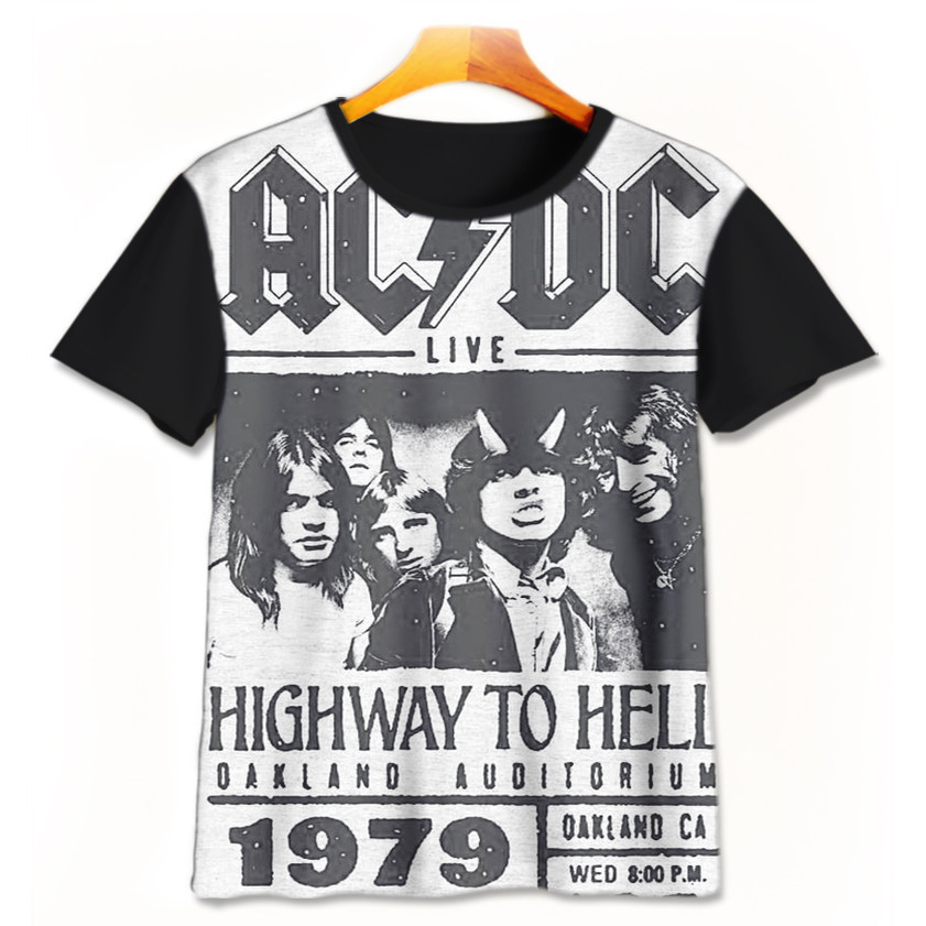 Kaos Anak Band ACDC v10 Baju ACDC Musik Music Anak 3D Printing Untuk Umur 1-12 Tahun