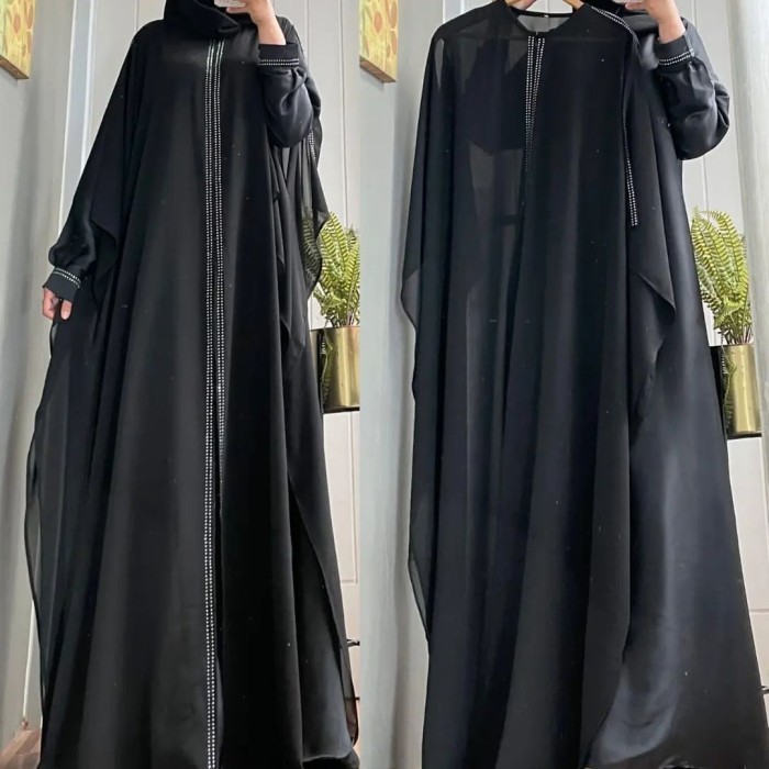 Gas Abaya Payet Motif Simple Kekinian Edisi Andine Rompi Pisah