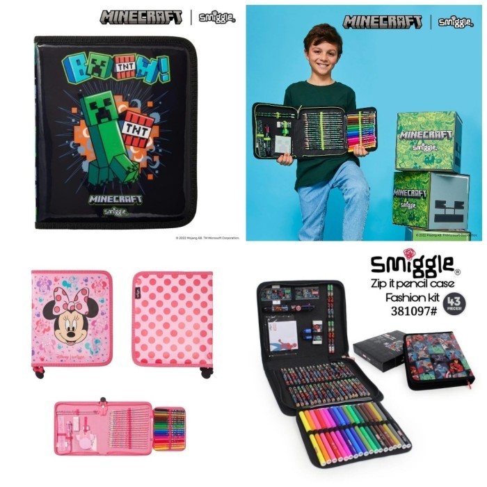 

Smiggle Zip Pencil Case Minecraft, Minnie,Avengers,Minecraft 43 P/Kado