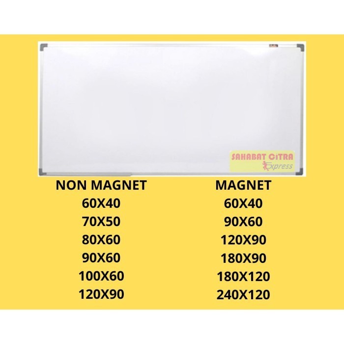 

Papan Tulis / White Board Gantung Non Magnet 100X60
