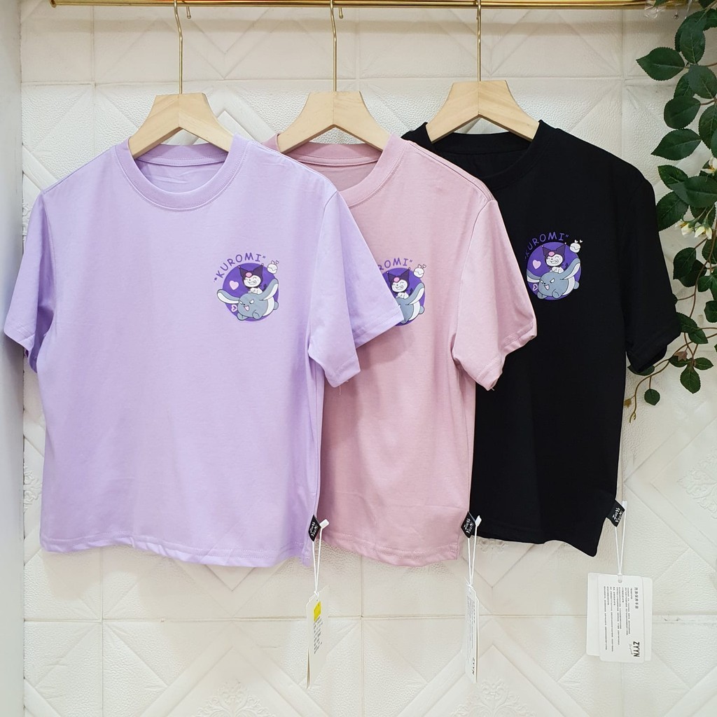 T-Shirt Oversize Anak Perempuan Grafik Kuromi 3 Warna Import