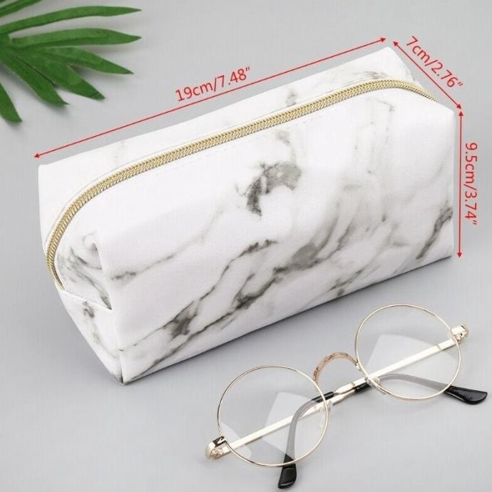 

#####] pensil case Large Cute Zipper Pencil Case Pen Box Bags Marble Makeup