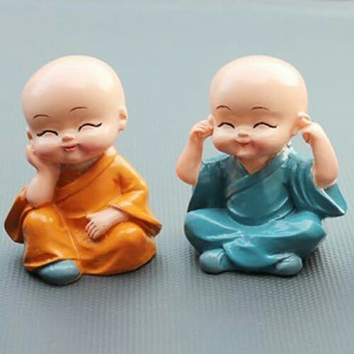 4 pcs patung budha miniatur biksu mini dekorasi rumah atau mobil
