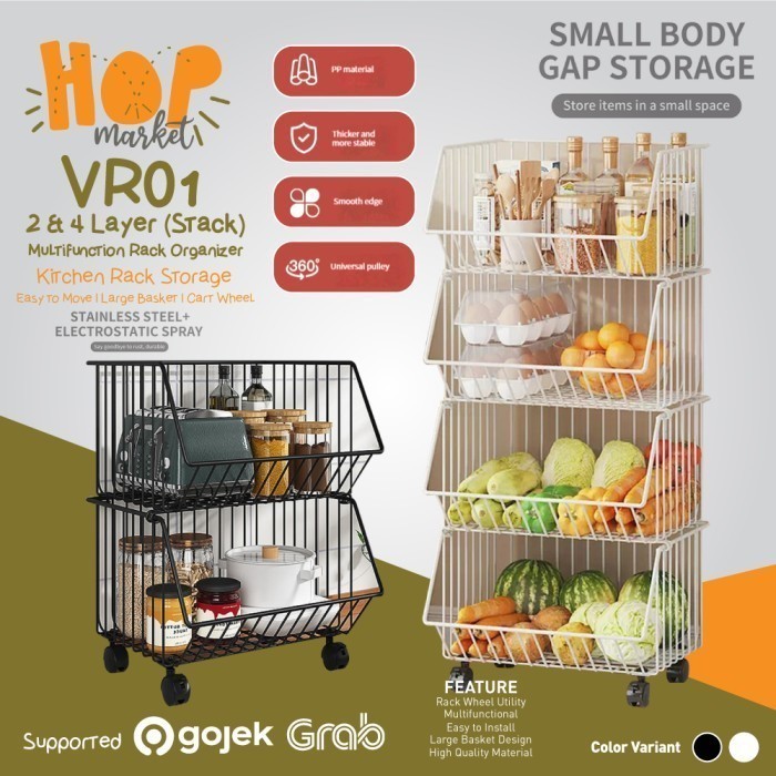 

Hop Vr01 Rak Dapur Susun Serbaguna Tempat Keranjang Sayur Buah Snack