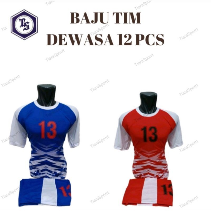 Setelan Team Bola 12 Dewasa/ Baju Team Futsal/ Kaos tim 12 Stel/ Kaos Tim/ Baju Tim