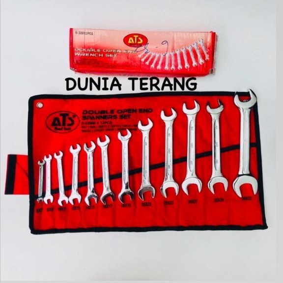 Kunci Pas Set Ats 12 Pc 6-32Mm - Double Open End Wrench Set 6-32X12Pcs Grating Ongkir