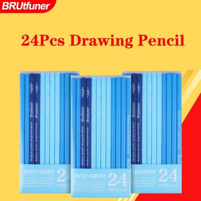 

Terlaris Brutfuner 24Pcs Set Pensil Gambar Sketsa Profesional 6H -14B Pen Gilaa!!!