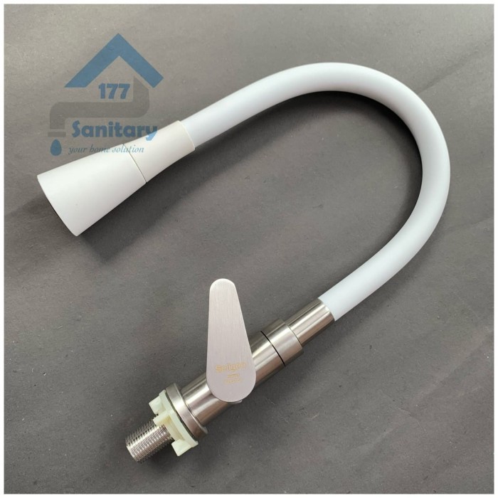 KRAN AIR FLEKSIBEL MEJA PUTIH STENLIS 304 SOLIGEN 505- KERAN SINK