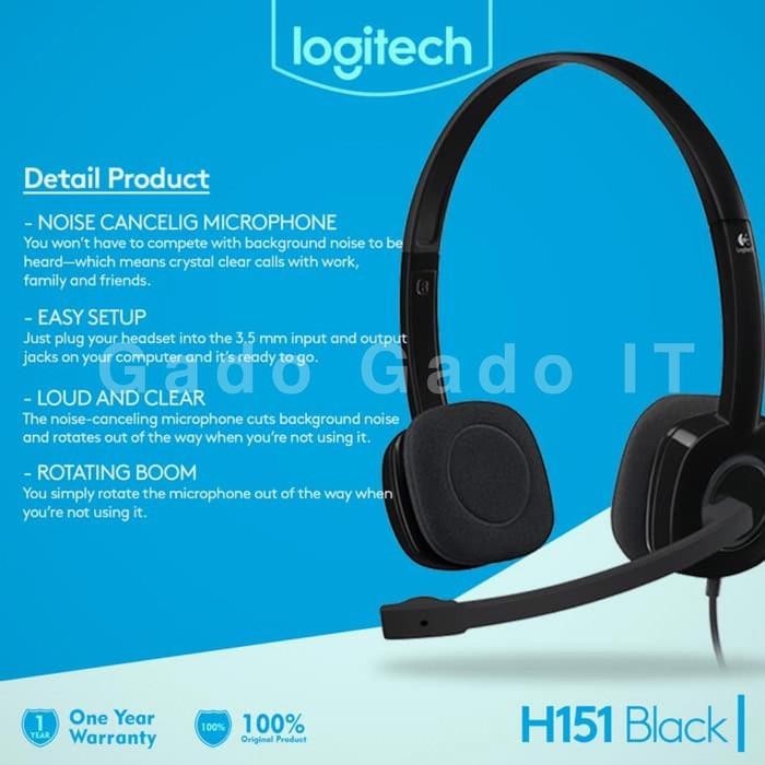 STEREO HEADSET LOGITECH H151 HEADPHONE WITH MICROPHONE