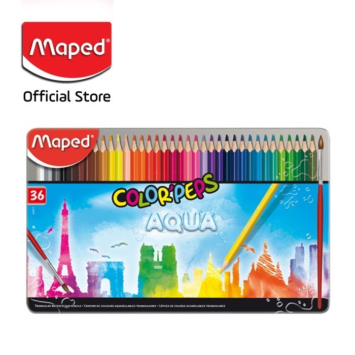

Terbatas Maped Pensil Warna Water Color Pencils 36' - Metal Box Promo