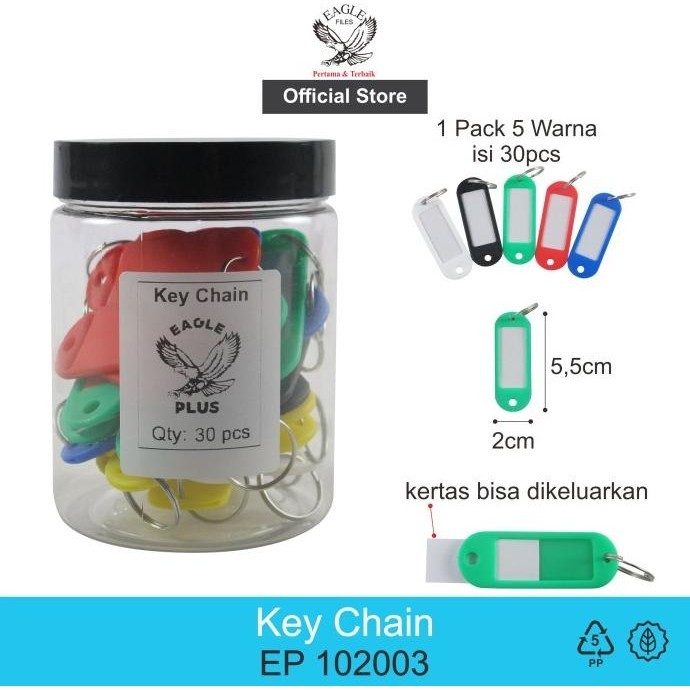 

Eagle Plus Gantungan Kunci Key Ring Name Tag Label Isi 30/Pack Original