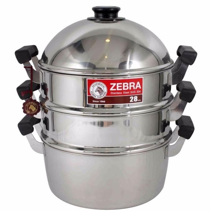 Terbaru Zebra Steamer Set 28 Cm / Panci Kukus Stainless Zebra 164428 Pengiriman Cepat