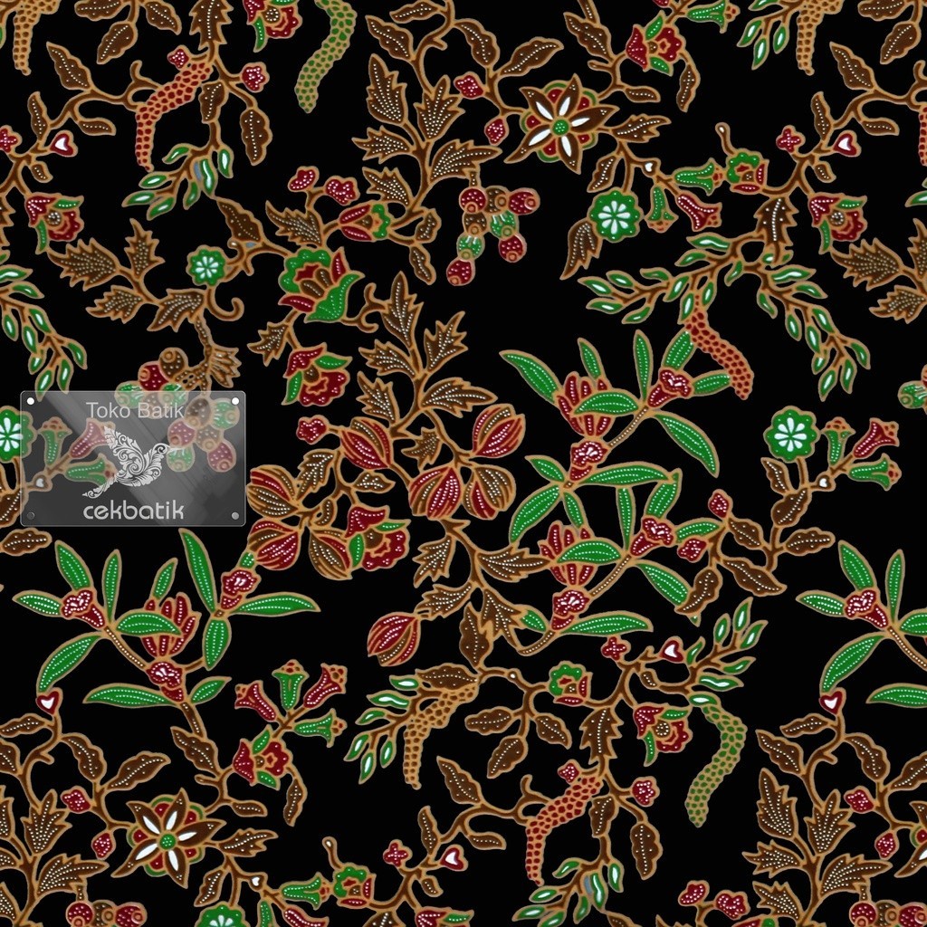 kain batik - Motif Bunga Manis Unik (Hitam)