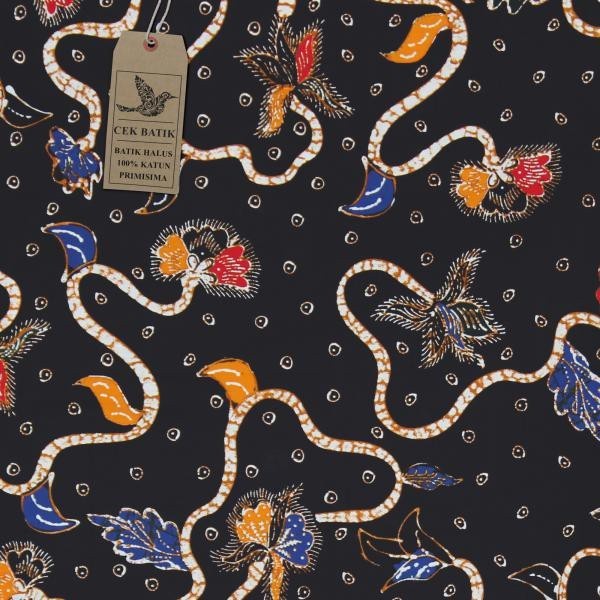 Kain Batik - Motif Ular Bunga Madura Manis (Hitam)