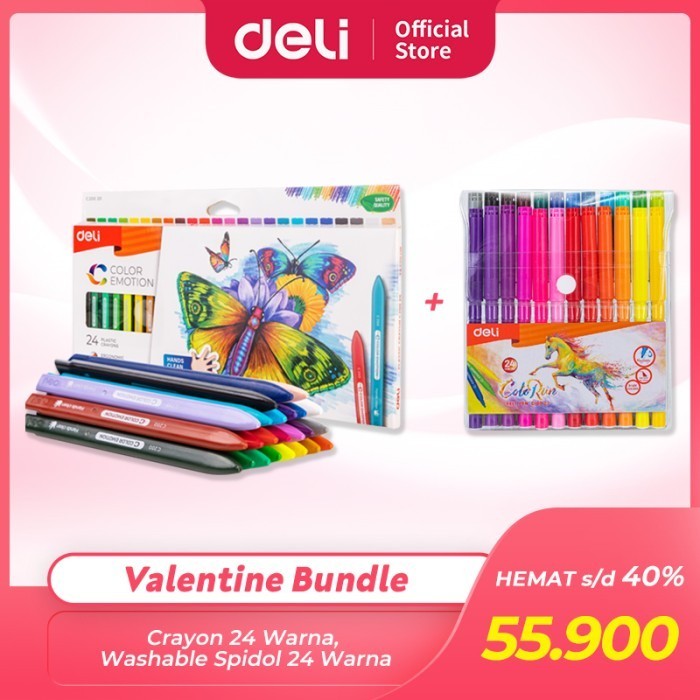 

Sale!!! Deli Bundle Edisi Valentine / Crayon 24C, Spidol 24 Warna Val2022-10 Promo