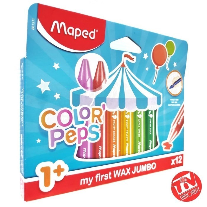 

Hemat Crayon Maped Color' Peps Wax Maxi Jumbo 12 Colors Promo