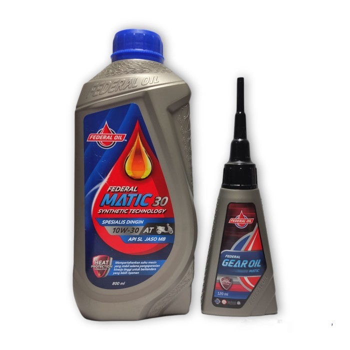 Paket Oli Federal Matic Ecomaxx 30 10W30 Synthetic Dengan Oli Gardan Gratis Ongkir