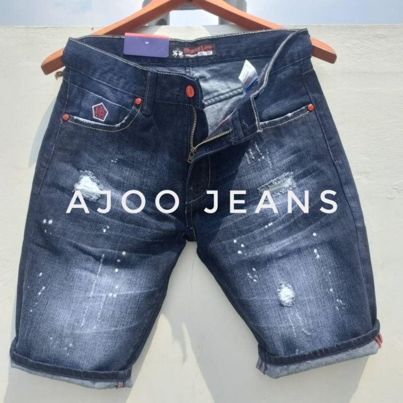 PREMIUM DRILL PROMO Celana Pendek Pria BrandLEE Jeans Sobek Bercak Original Premium Best Seller
