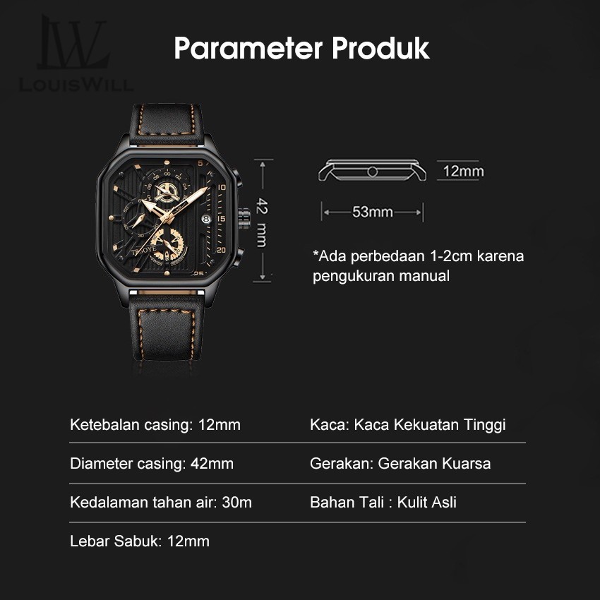 [FOR MEN] FAVORIT PRODUCT Louiswill Jam Tangan Pria Fashion Kasual Kuarsa Bisnis Air Tali Kulit