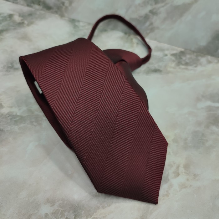 Dasi Merah Maroon Polos Instan Dasi Zipper Pria Langsung Pakai