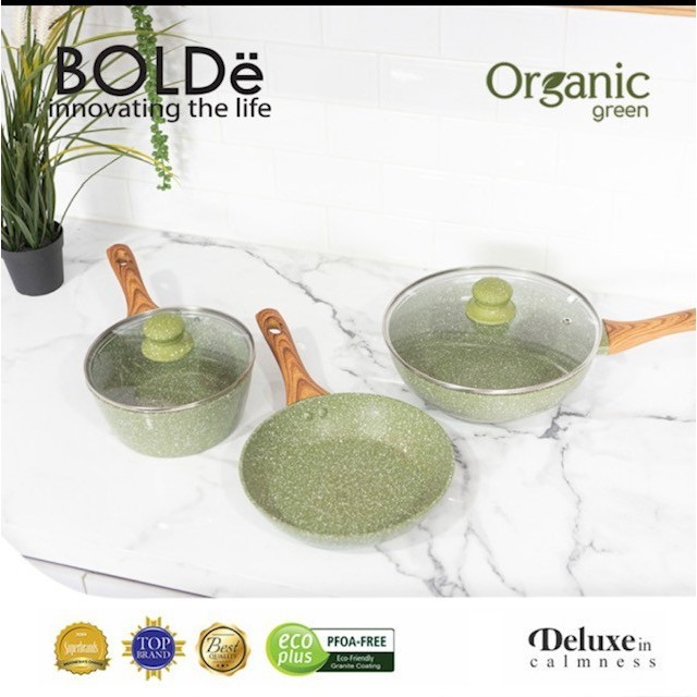 Terlaris Bolde Organic Green Pan Set 5Pcs - Panci Set 5 Pcs Promo Terbaru