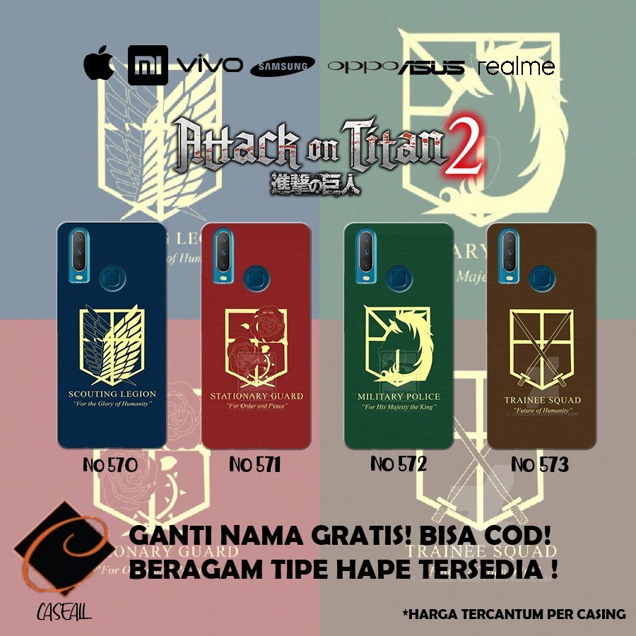 Case casing Shingeki no kyojin ( semua tipe hp ) vivo y12 y15 y17 y19 y91 oppo a5 2020 a9 2020 a5s