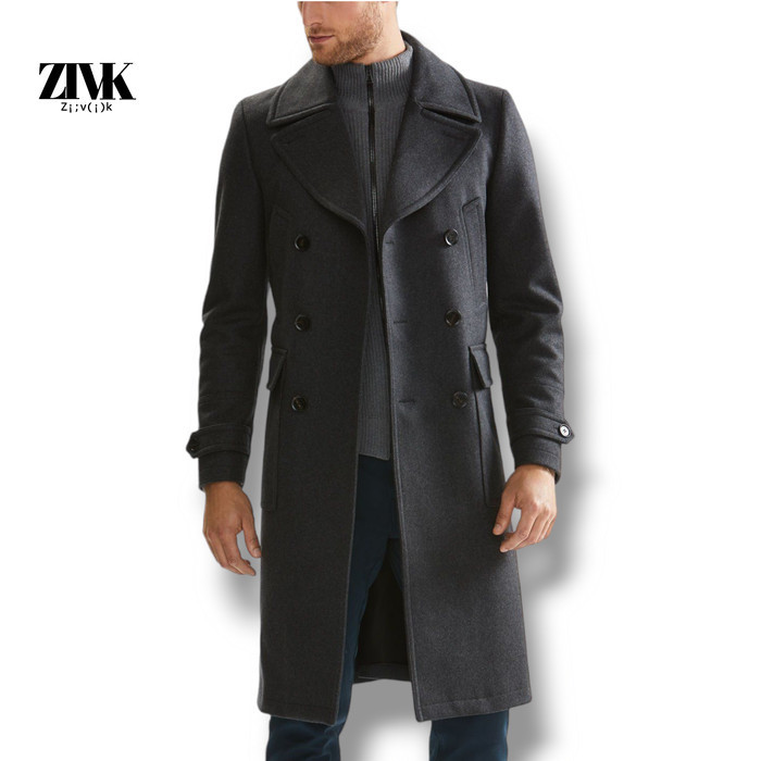 Zivk Mantel Coat Pria Panjang Wool Winter Musim Dingin - London