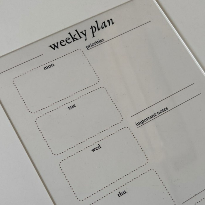 

BARANG TERLARIS Weekly Planner Acrylic Free Wood Stand + Marker Aesthetic Planner
