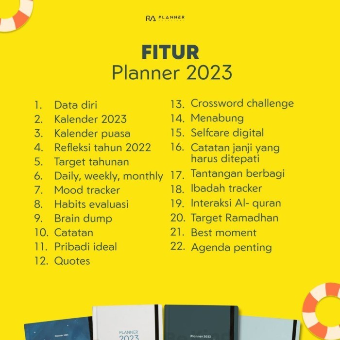 

BARANG TERLARIS RA Planner 2023 : Buku agenda tahunan undated bisa mulai kapan saja