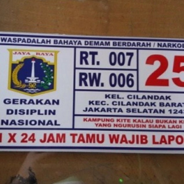 Plat Nomor Rumah RT RW Custom - Akrilik UV