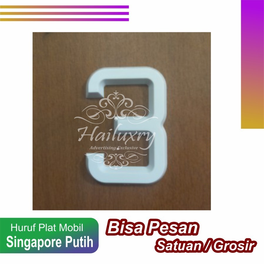HURUF/NOMOR PLAT MOBIL - SINGAPORE PUTIH