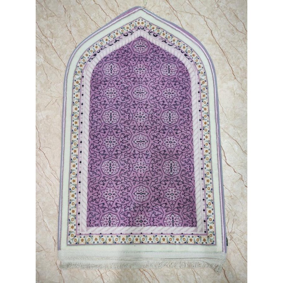 Sajadah Qubah Kubah Cantik Premium Turki Rumbai Putih Anti Slip Polos