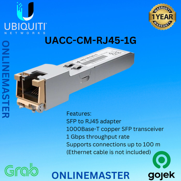 Ubiquiti Uacc-Cm-Rj45-1G Gigabit Sfp To Rj45 Pengganti Uf-Rj45-1G Terlariss 