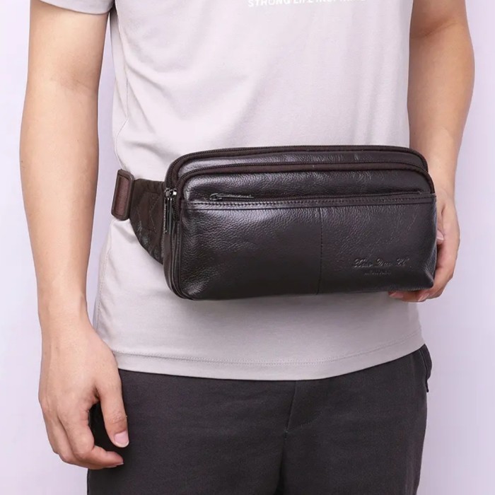 Tas Pinggang Pria Kulit Branded - Waist Bag Pria Kulit