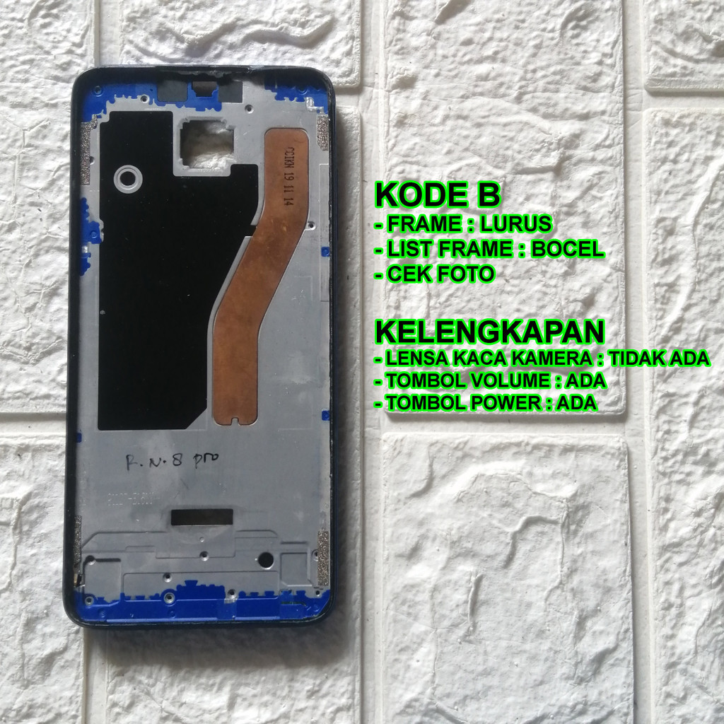 Frame Xiaomi Redmi Note 8 Pro Tatakan lcd copotan